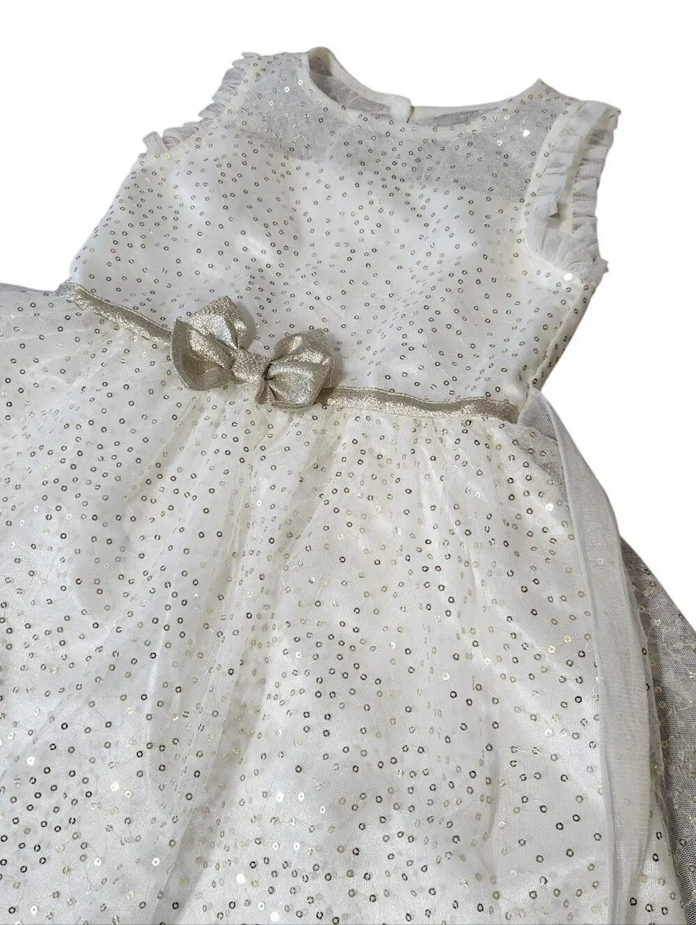 Jona Michelle Dress Size 6 Ivory Gold Sleeveless Full Long Flower Girl